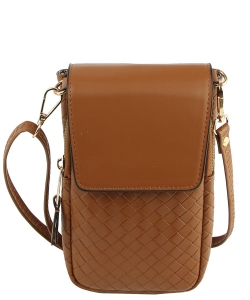 Woven Crossbody Bag Cell Phone Purse LMS202 BROWN